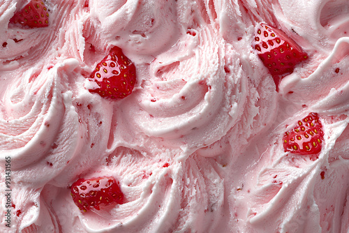 Strawberry Ice cream texture with Strawberry chunk background