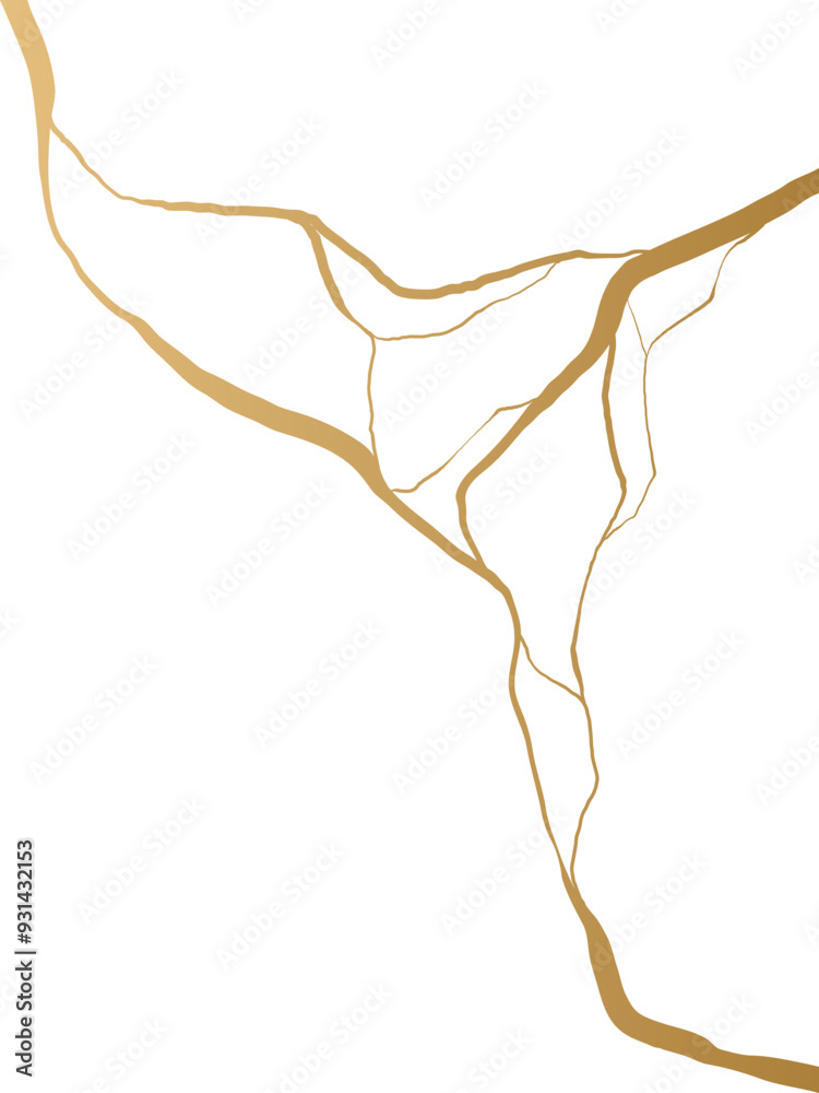 Fototapeta premium Golden Kintsugi Crack Pattern