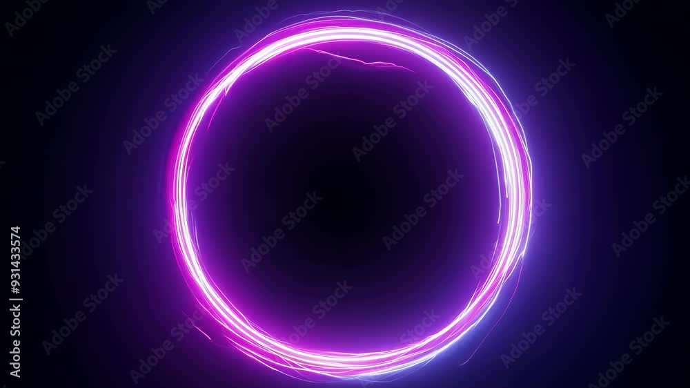 Vibrant neon circle with glowing pink and purple light on dark background