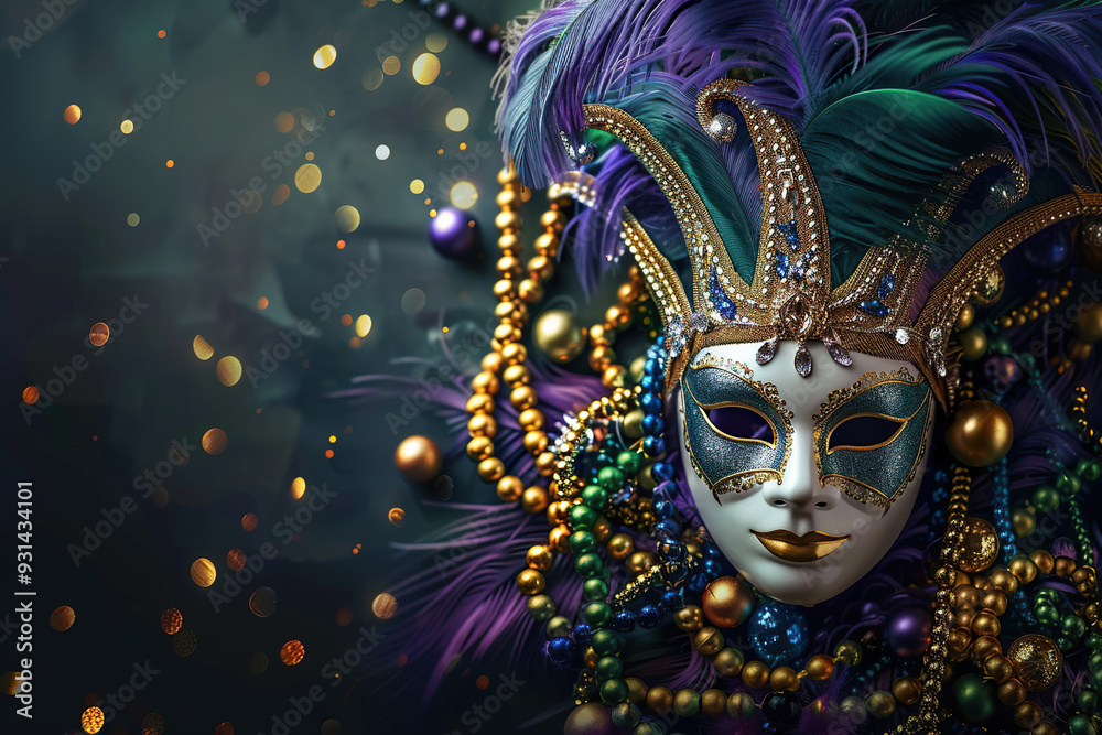 Beautiful greeting card with bright holiday composition for happy joy celebrate mardi gras