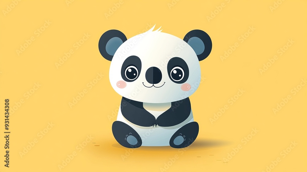 A playful vector illustration of a cute animal character, such as a panda or koala. The design features rounded shapes and bright colors A playful vector illustration of a cute animal character, such as a panda or koala. The design features rounded shapes and bright colors
