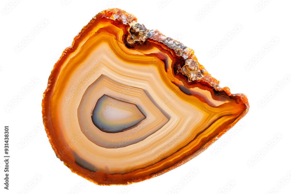 Yellow, brown Agate breed mineral stone a white background close up Yellow, brown Agate breed mineral stone a white background close up