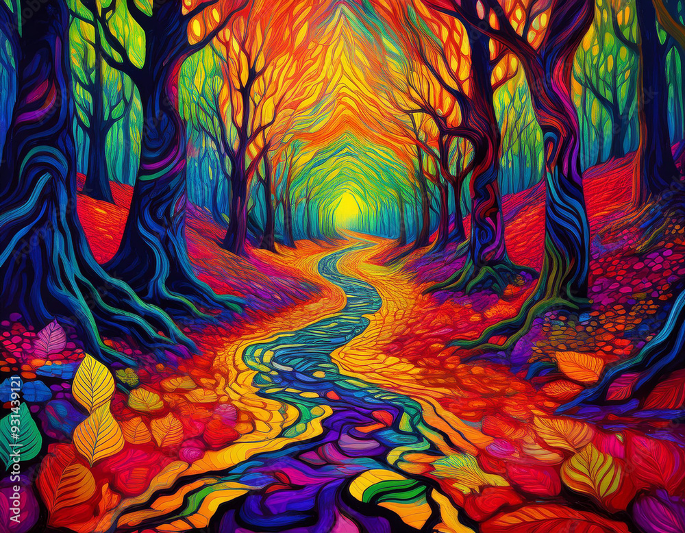 Abstract Path Through the Woods Focus on Leaf and Bark Textures in an Artistic, Nature-Inspired Design Abstract Path Through the Woods Focus on Leaf and Bark Textures in an Artistic, Nature-Inspired Design