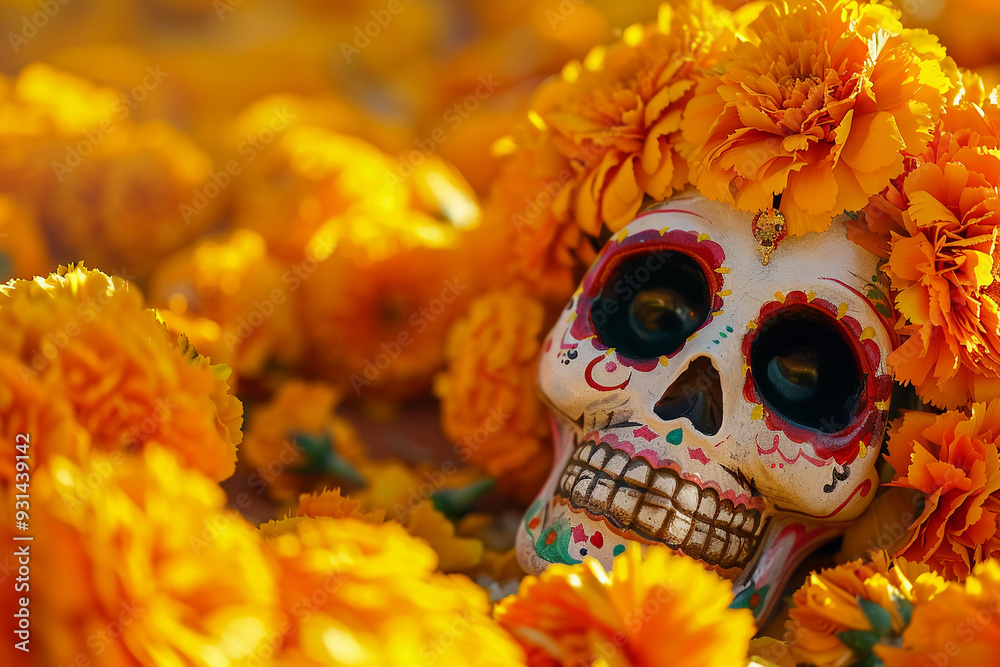 Beautiful greeting card with bright holiday composition for happy to joy celebrate dia de muertos Beautiful greeting card with bright holiday composition for happy to joy celebrate dia de muertos