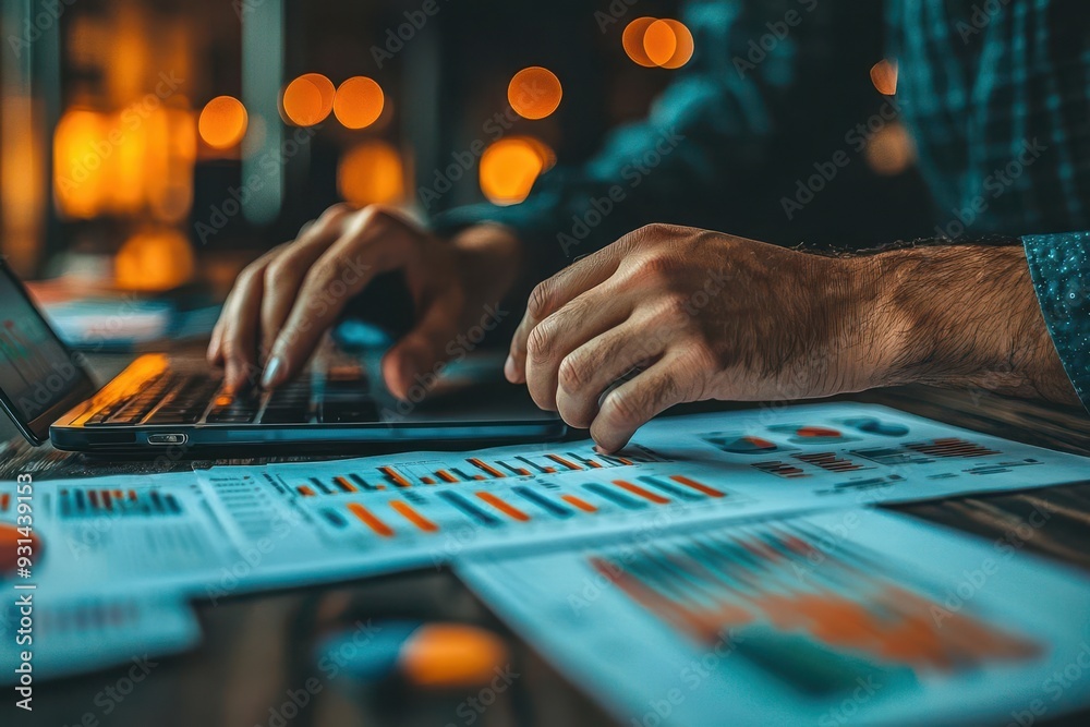 Hands adjusting a diversified portfolio based on trend analysis, financial strategy, market foresight Hands adjusting a diversified portfolio based on trend analysis, financial strategy, market foresight