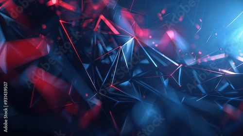 Abstract Geometric Shapes in Blue and Red