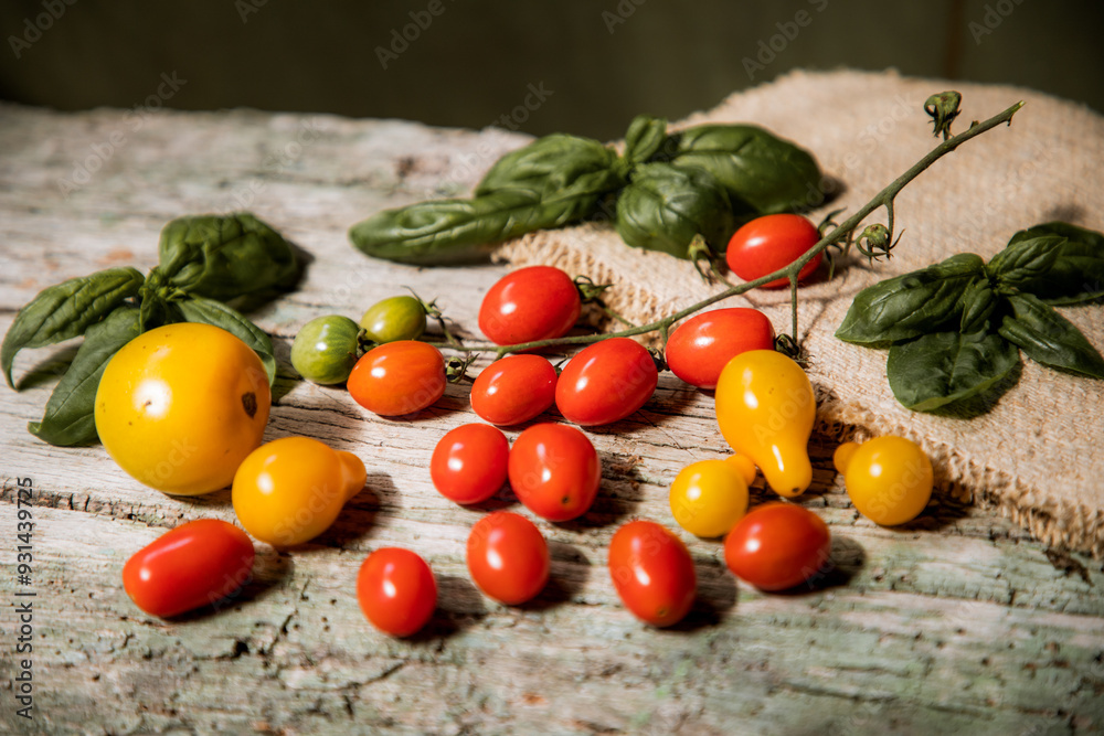red, yellow and green cherry tomatoes red, yellow and green cherry tomatoes