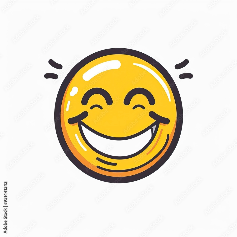 Happy smiley face or emoticon line art icon Happy smiley face or emoticon line art icon