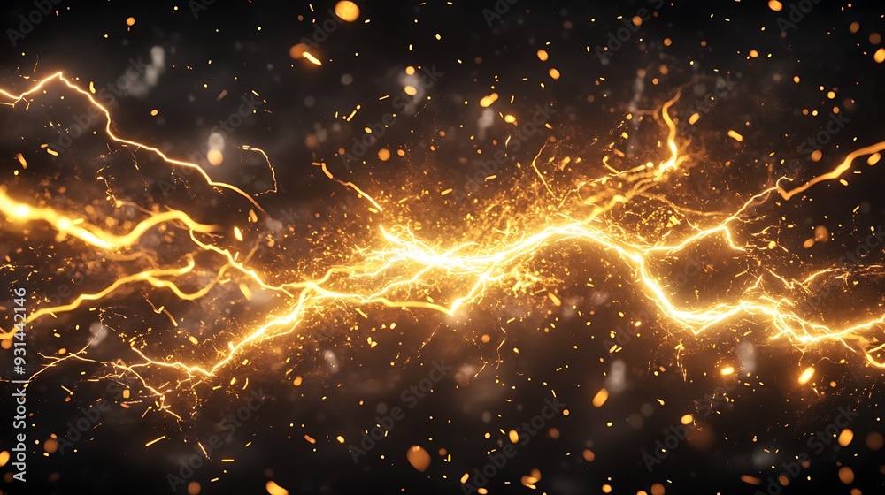 Obraz premium Abstract glowing lightning bolts with sparks.