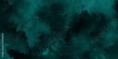 Black and teal pastel smoke abstract beautiful Background. Watercolor 5ea green grunge abstract painting stylist charming modern texture. Seamless Blue deep sea grunge texture vintage background.