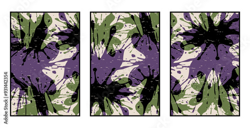Set of 3 Abstract pattern. Illustration for printing on wall decorations. For use in graphics.