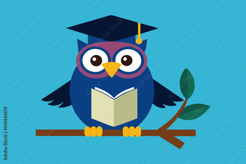 Obraz premium Owl holding a graduation cap