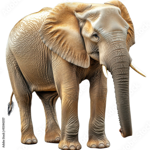 Majestic Elephant Standing, Isolated on Transparent Background, Perfect for Wildlife and Safari Themes photo