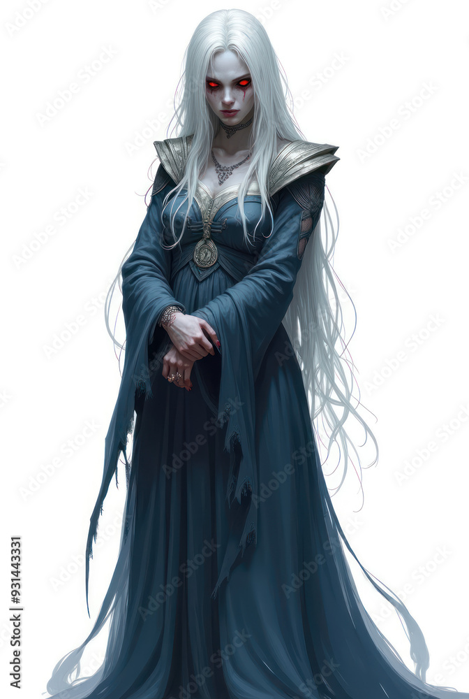 Naklejka premium Cursed Elegance of a Noblewoman , dark fantasy aesthetic, high-detail illustration, epic fantasy artwork, character concept art, rich color palette, dark and gritty style.