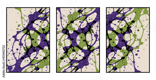 Set of 3 Abstract pattern. Illustration for printing on wall decorations. For use in graphics.