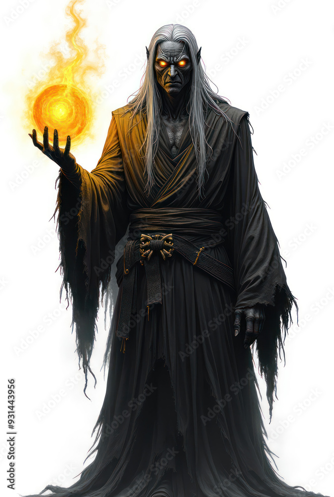 Half-Demon Sorcerer in Darkness , dark fantasy aesthetic, high-detail illustration, epic fantasy artwork, character concept art, rich color palette, dark and gritty style.