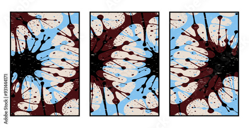 Set of 3 Abstract pattern. Illustration for printing on wall decorations. For use in graphics.