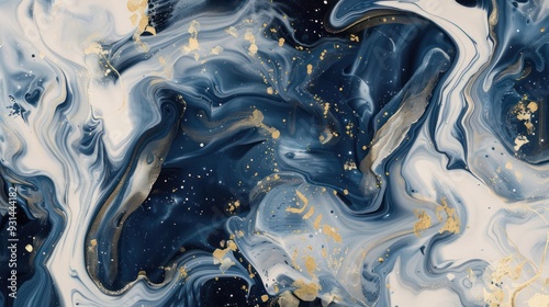 Abstract Swirling Blue and Gold