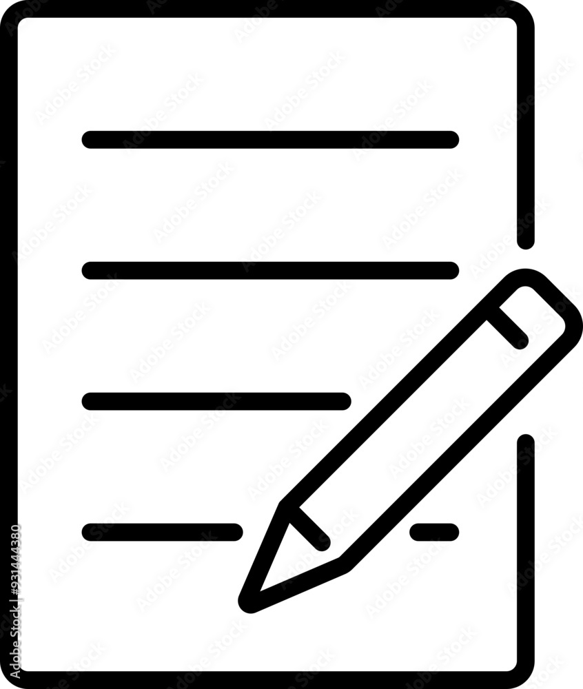 Document icon. Edit symbol. Linear style. Document icon. Edit symbol. Linear style.