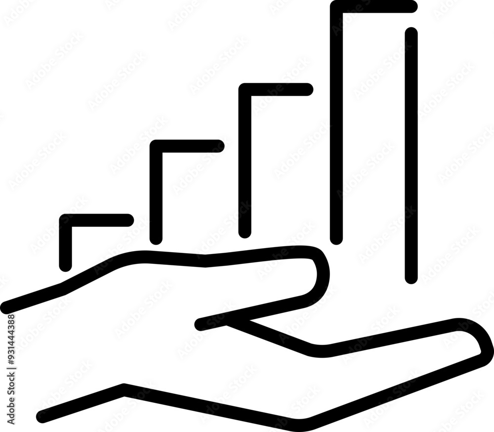 Graph icon. Hand symbol. Line style. Graph icon. Hand symbol. Line style.