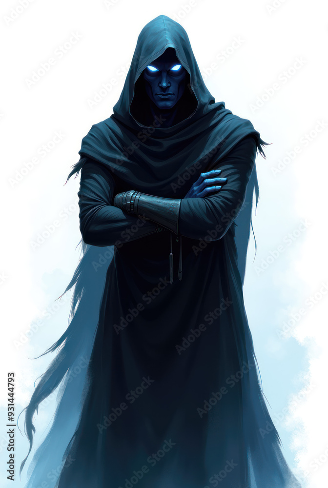 Shadowy Assassin of Iron Blue , dark fantasy aesthetic, high-detail illustration, epic fantasy artwork, character concept art, rich color palette, dark and gritty style. Shadowy Assassin of Iron Blue , dark fantasy aesthetic, high-detail illustration, epic fantasy artwork, character concept art, rich color palette, dark and gritty style.