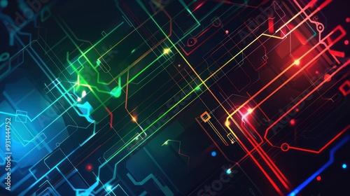Abstract Technology Background with Glowing Lines