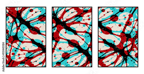 Set of 3 Abstract pattern. Illustration for printing on wall decorations. For use in graphics.