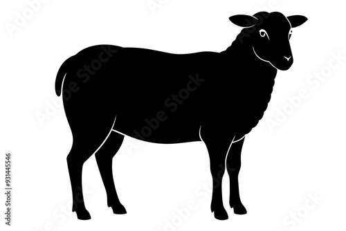  Beautiful sheep silhouette black icon vector art illustration  photo