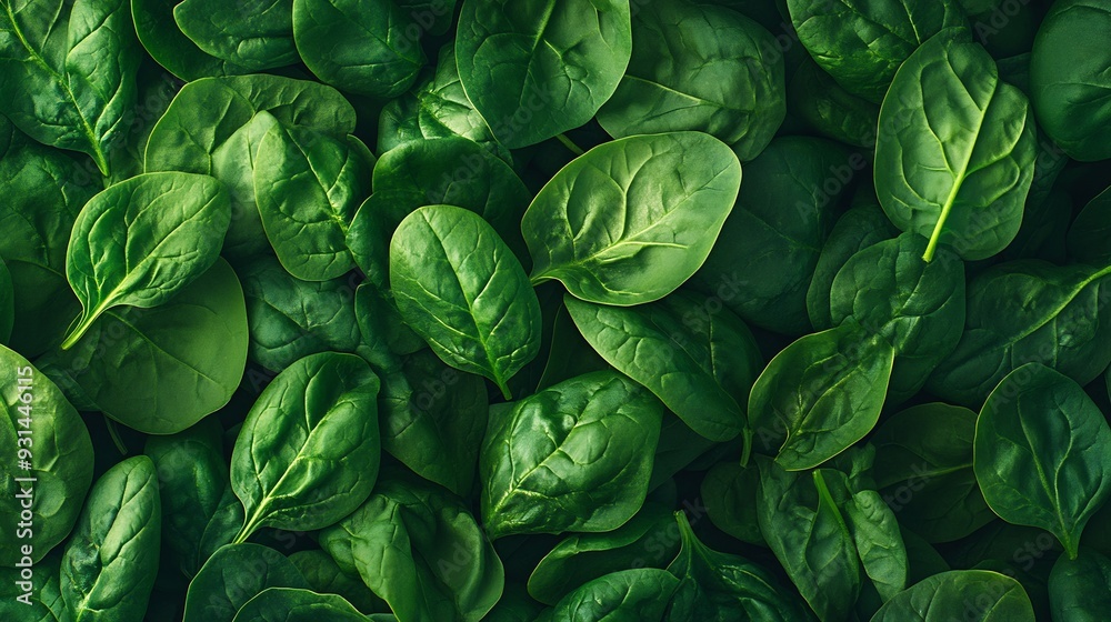 Closeup of Fresh Green Spinach Leaves Closeup of Fresh Green Spinach Leaves