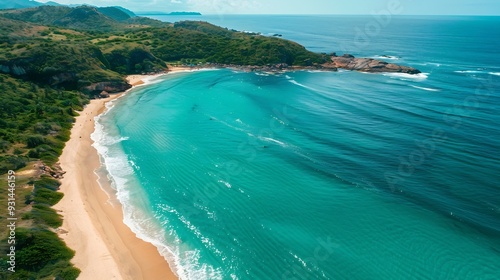Aerial view of the beaches of Macumba Pedra do Pontal Praia do Secreto and Praia de Grumari : Generative AI photo
