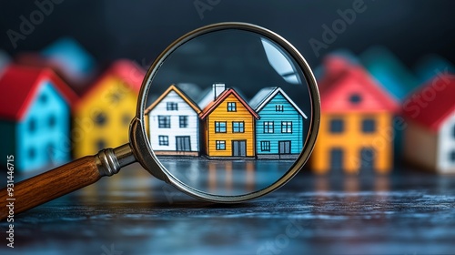 House Hunting Concept with Magnifying Glass