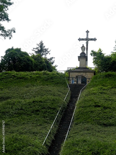 Hiking in the Argonne forest in France - View of the religious monument - Côte à Vignes - Sainte Menehould commemoration photo