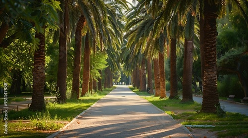 Palms in Athens Greece park 2023 summer : Generative AI