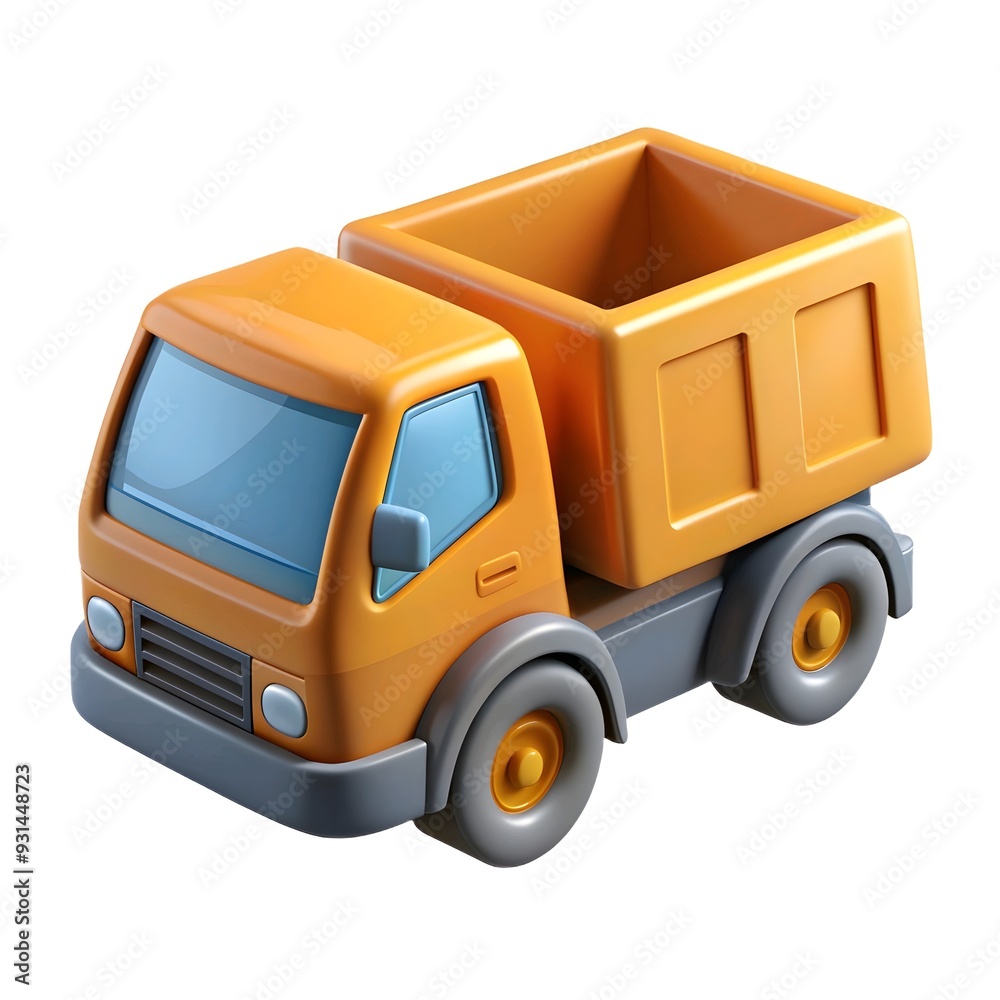 Naklejka premium dump truck cartoon 3d rendering, isolated on transparent background