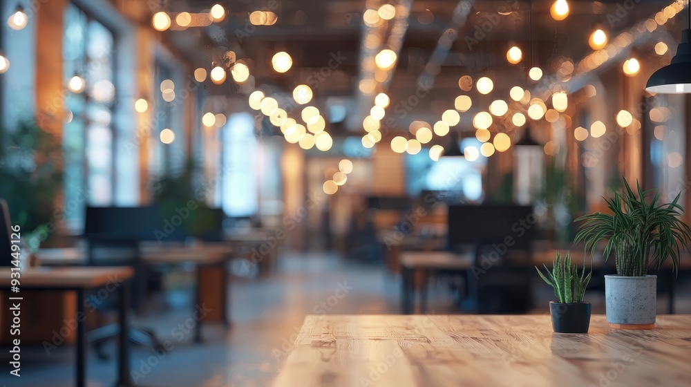 Defocused image of an open office with bokeh lights Defocused image of an open office with bokeh lights