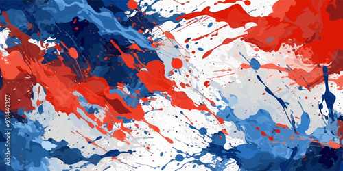 Blue and red paint splashes abstract vector background.