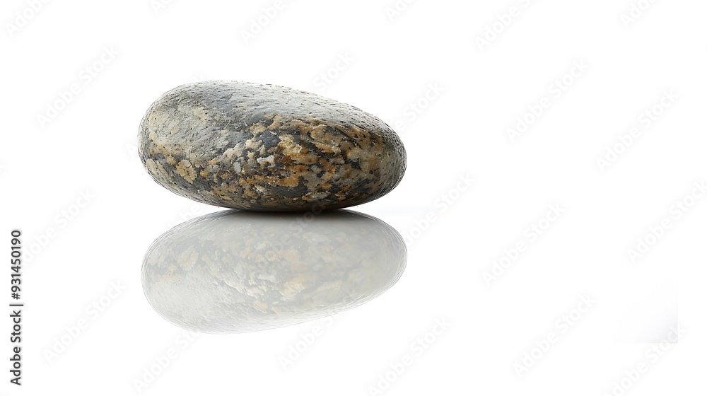 Zen stone isolated over white background with reflection : Generative AI Zen stone isolated over white background with reflection : Generative AI