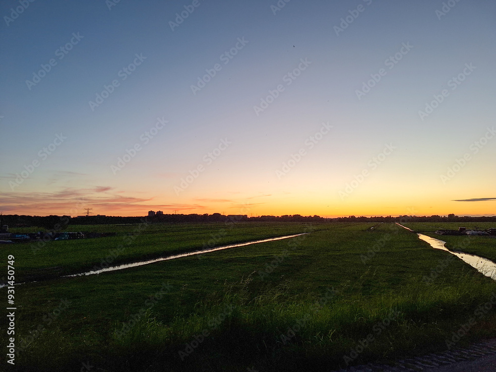 Sunset over the meadows of the Zuidplaspolder Sunset over the meadows of the Zuidplaspolder