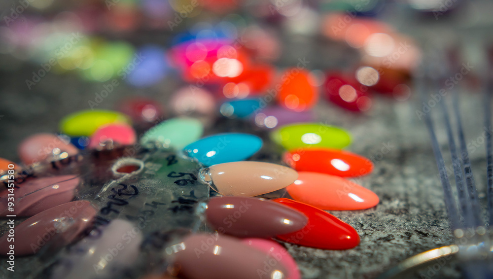 Samples of varnishes lie on the Stone Table Samples of varnishes lie on the Stone Table