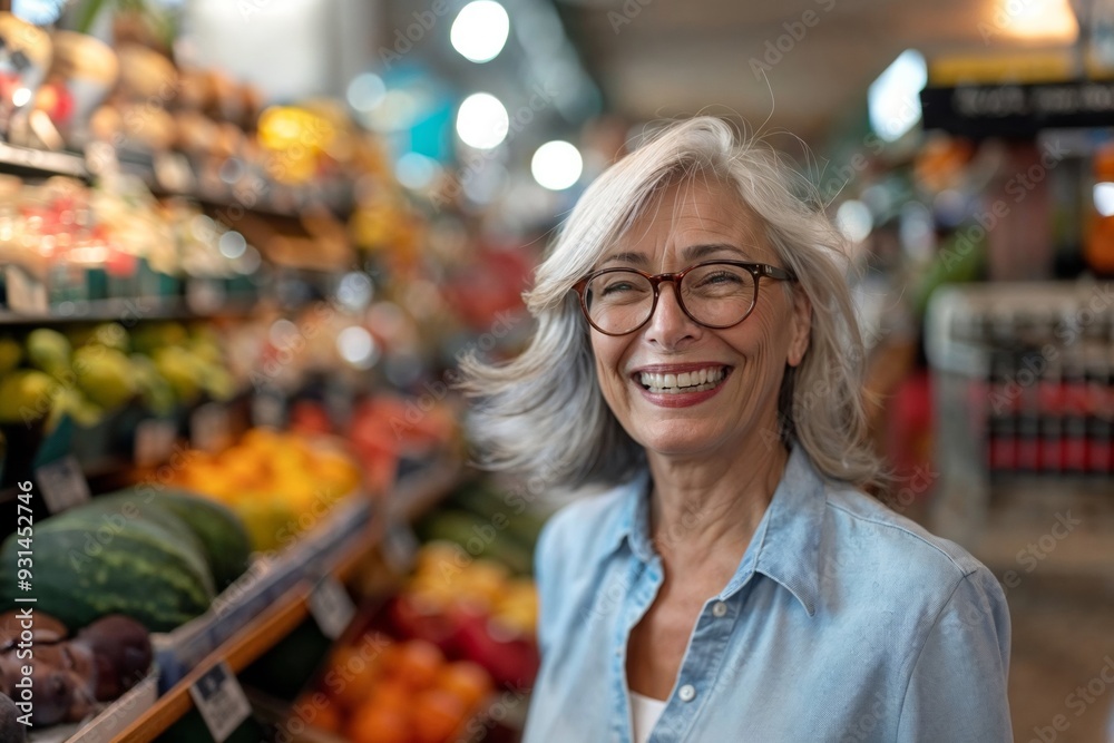 Confident Senior Woman Smiling While Shopping At Market Confident Senior Woman Smiling While Shopping At Market