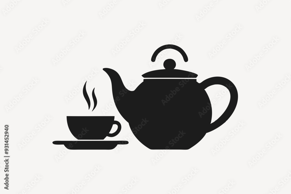 Tea house logo icon minimalist teapot with tea Tea house logo icon minimalist teapot with tea