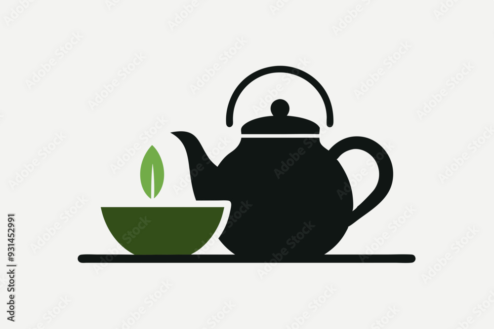 Tea house logo icon minimalist teapot with tea Tea house logo icon minimalist teapot with tea