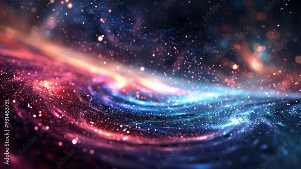 Obraz premium Technology light vector lines in galaxy background