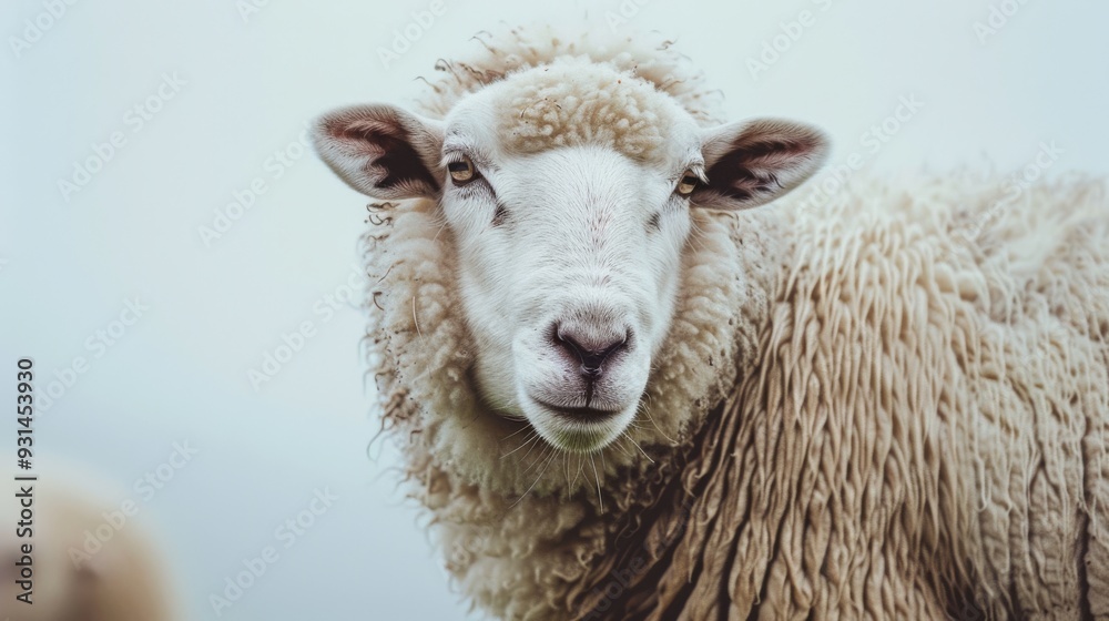 A sheep with a gentle expression, featuring its fluffy wool and endearing gaze, stands against a soft background. A sheep with a gentle expression, featuring its fluffy wool and endearing gaze, stands against a soft background.
