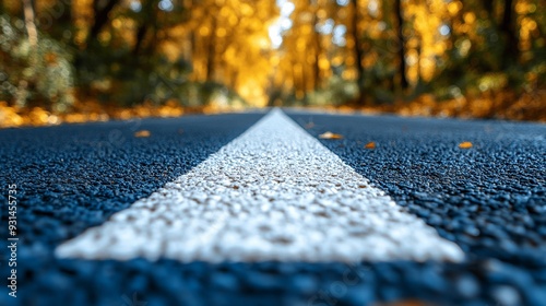 Long Asphalt Road Perspective View photo