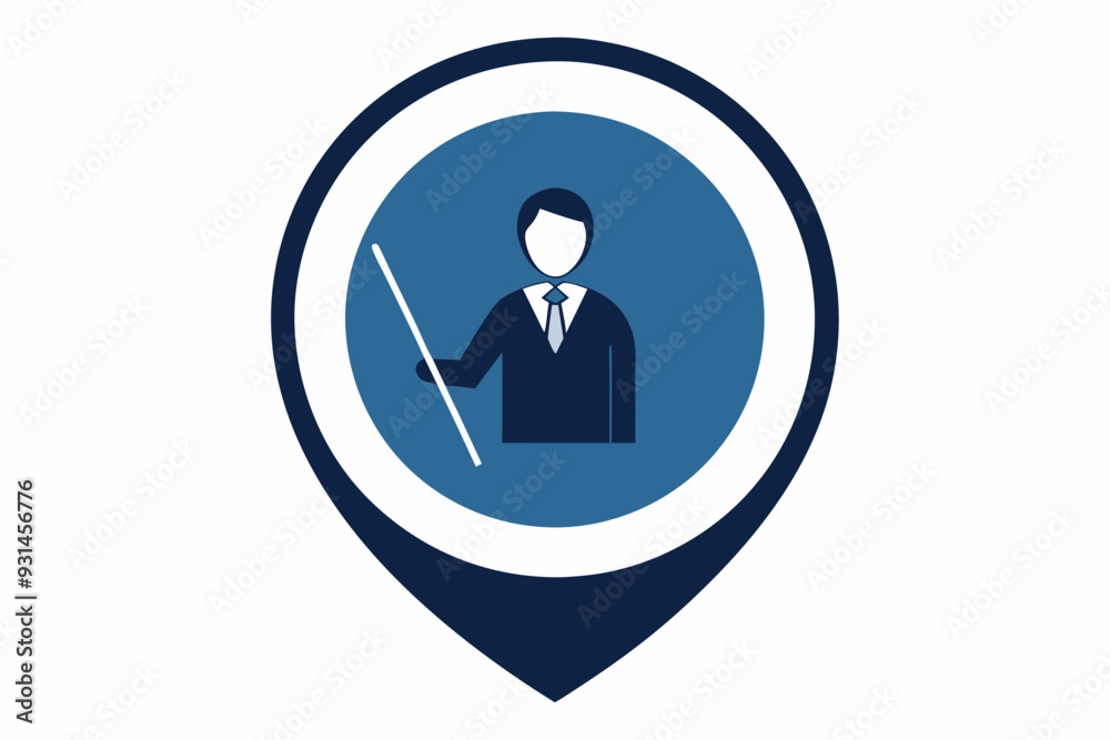 Teacher icon with a pointer near the block Teacher icon with a pointer near the block