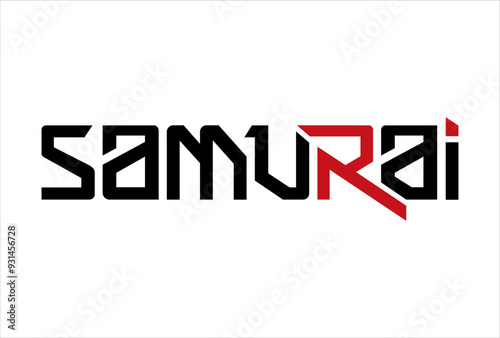 samurai typography logo icon design vector