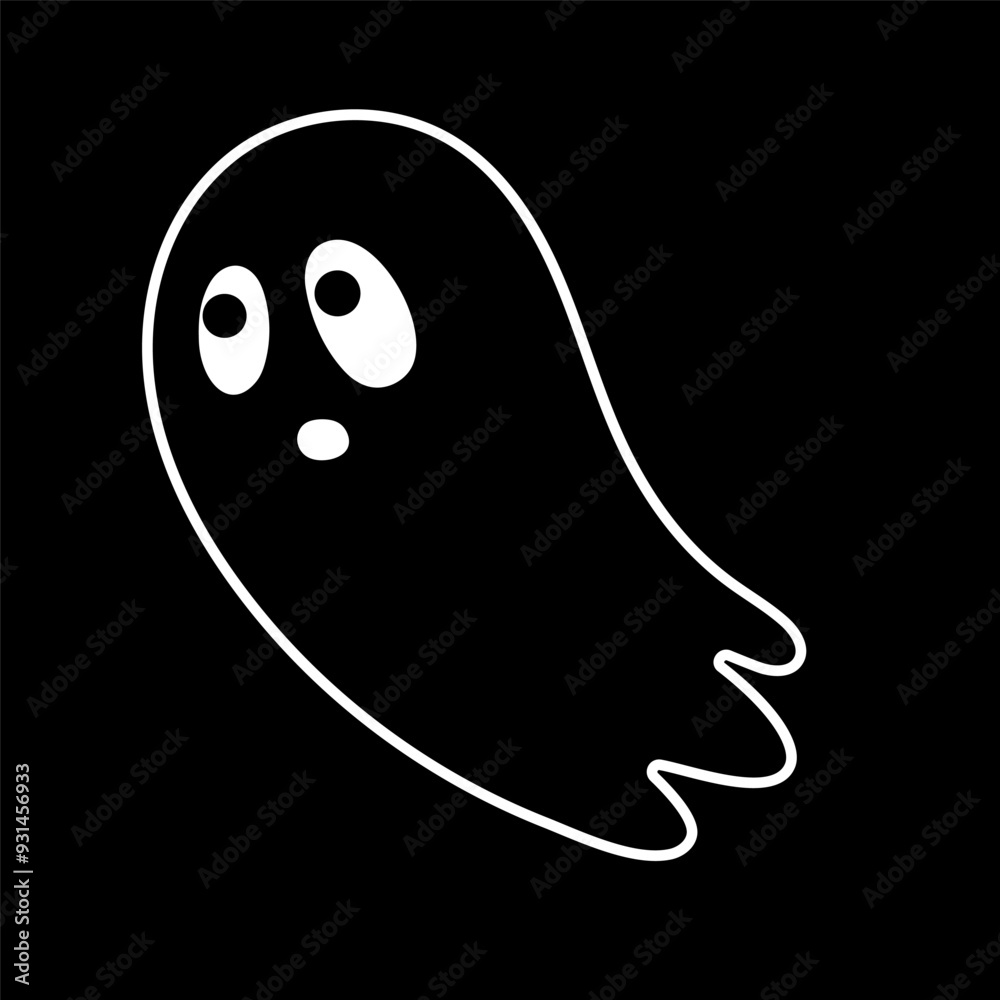 Hand drawn illustration of funny ghost. Cute isolated illustration of ghost for Halloween design Hand drawn illustration of funny ghost. Cute isolated illustration of ghost for Halloween design