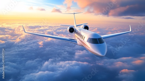 Luxurious private jet flying high in a pristine sky capturing the essence of freedom and travel