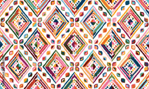 Wallpaper Mural Abstract Ikat seamless pattern, perfect for ethnic-themed backgrounds, curtains, carpets, wallpapers, clothing, and decorations. Ideal for wrapping paper, batik,greeting cards, printing,creative uses. Torontodigital.ca